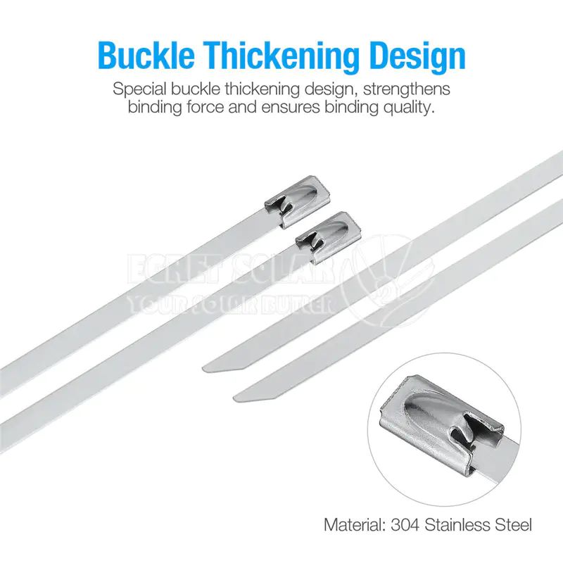 Metal SS Solar Cable Wire Zip Tie
